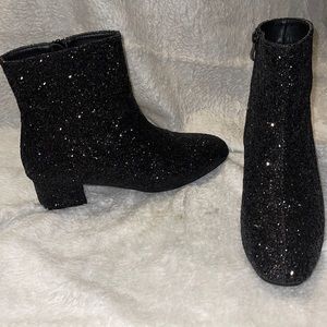 Black glitter booties